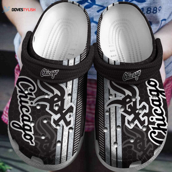 MLB Chicago White Sox Clog-Shoes Clog Black – White For Fan Baseball