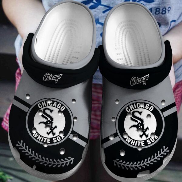 MLB Chicago White Sox Clog-Shoes Clog Grey – Black For Fan Baseball