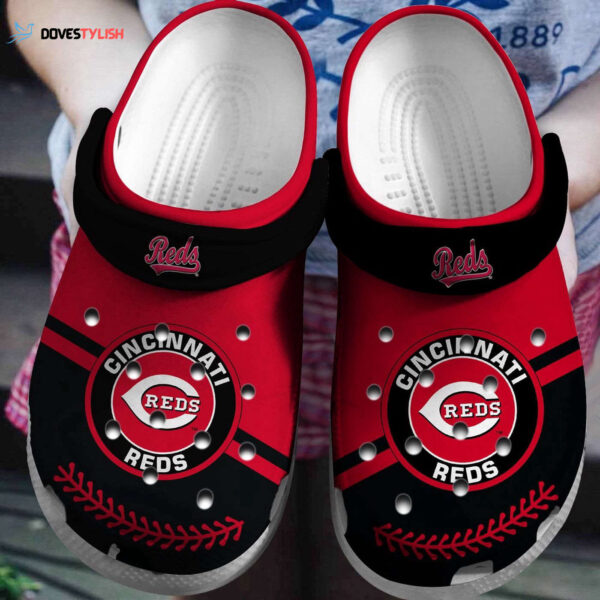 MLB Cincinnati Reds Clog-Shoes Clog Shoes Red – Black For Fan Baseball