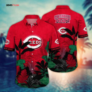 MLB Cincinnati Reds Hawaiian Shirt: Tropical Trees & Flowers Design For Fans