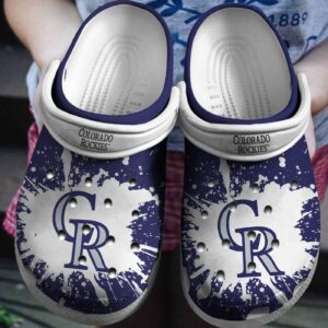 MLB Colorado Rockies Clog-Shoes Clog White – Blue For Fan Baseball