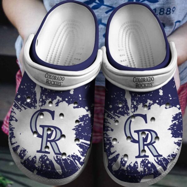 MLB Colorado Rockies Clog-Shoes Clog White – Blue For Fan Baseball