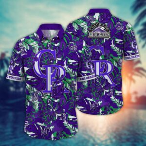 MLB Colorado Rockies Hawaiian Shirt: Fan Paradise with Flower & Palm Tree Design