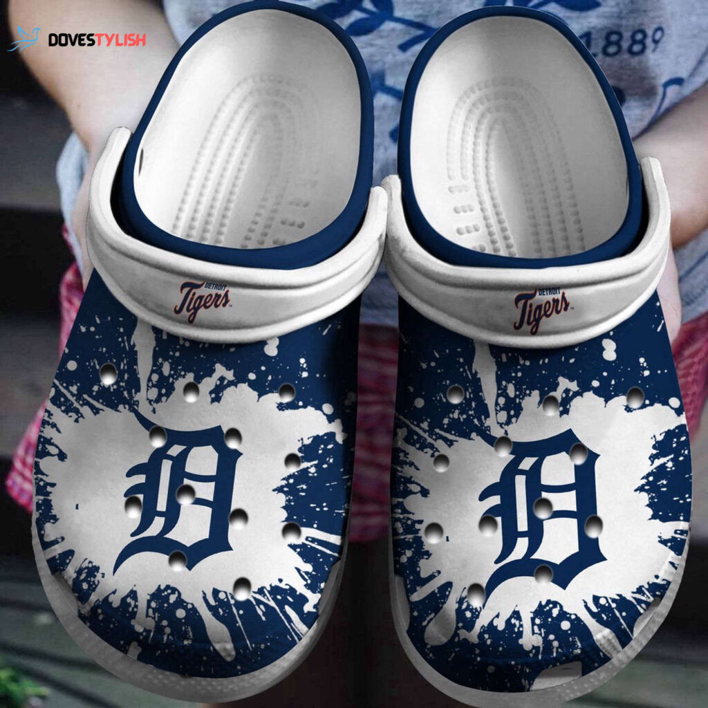 MLB Detroit Tigers Clog-Shoes Clog White – Navy For Fan Baseball MLB Detroit Tigers Clog-Shoes Clog White – Navy For Fan Baseball