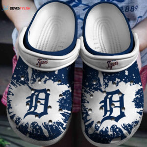 MLB Detroit Tigers Clog-Shoes Clog White – Navy For Fan Baseball