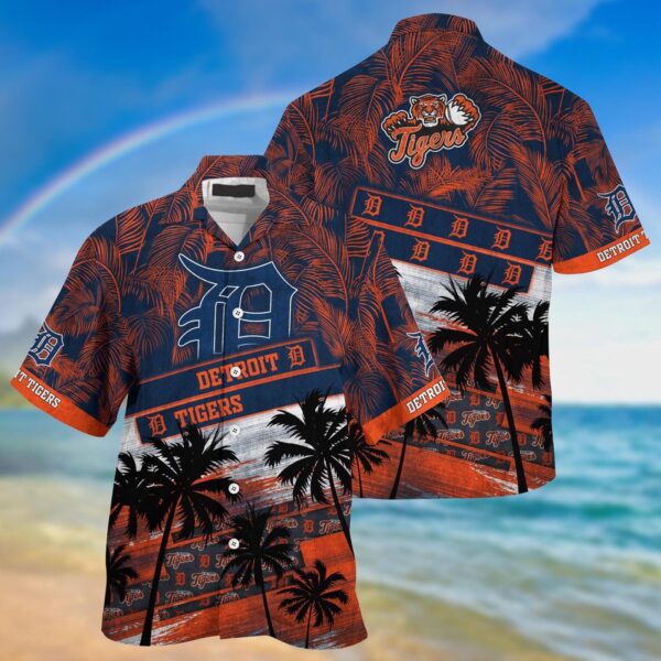 MLB Detroit Tigers Hawaiian Shirt: Palm Tree Pattern for Sports Fans