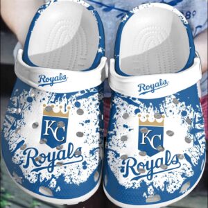 MLB Kansas City Royals Clog-Shoes Clog White – Blue For Fan Baseball
