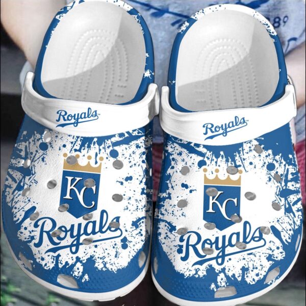MLB Kansas City Royals Clog-Shoes Clog White – Blue For Fan Baseball