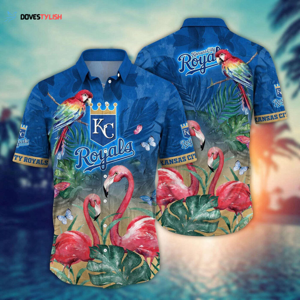 MLB Kansas City Royals Hawaiian Shirt: Pink Crane Pattern for Fans MLB Kansas City Royals Hawaiian Shirt: Pink Crane Pattern for Fans
