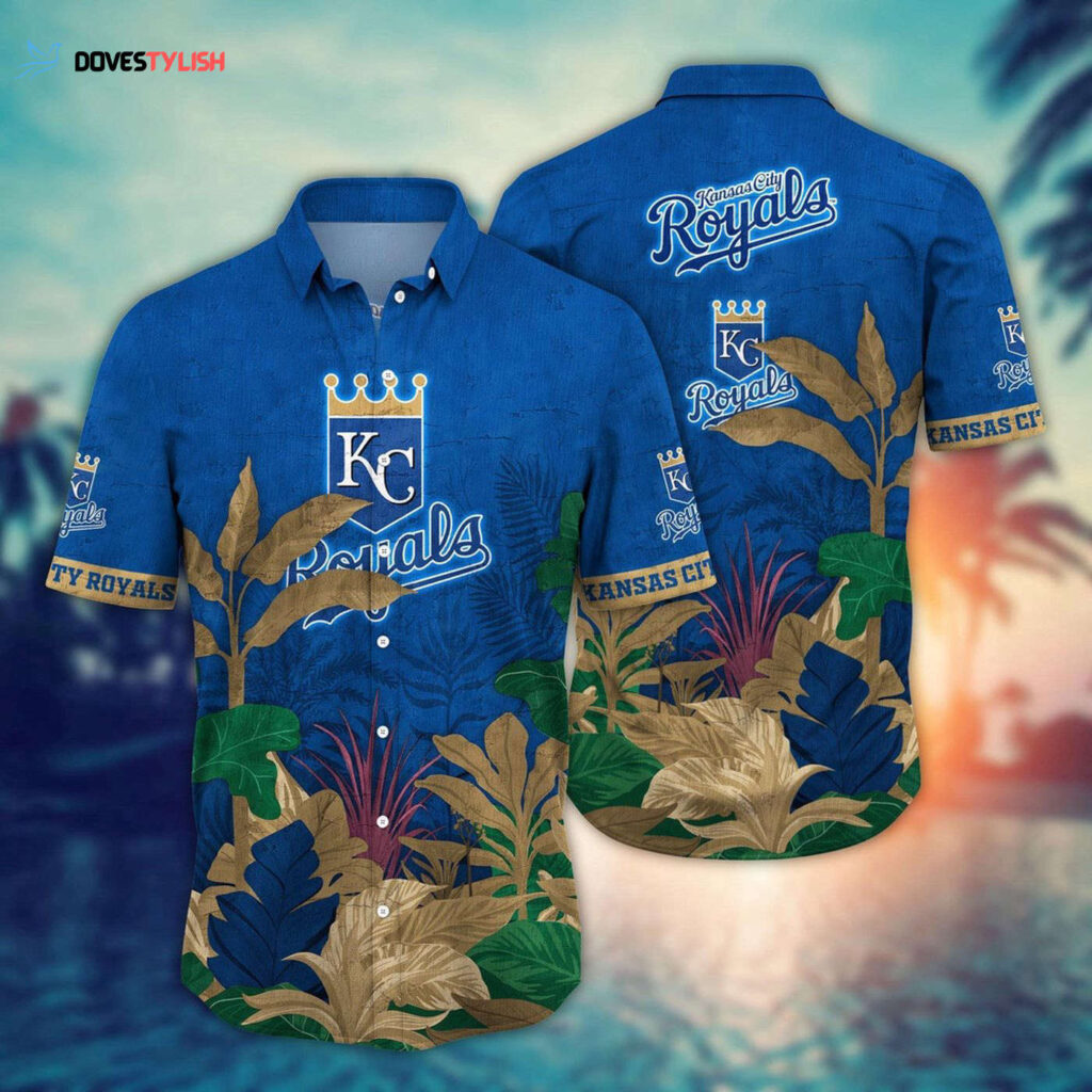 MLB Kansas City Royals Hawaiian Shirt: Tropical Trees Pattern for Fans MLB Kansas City Royals Hawaiian Shirt: Tropical Trees Pattern for Fans
