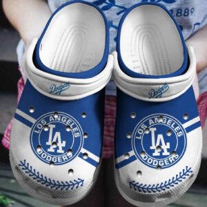 MLB Los Angeles Dodgers Clog-Shoes Clog White – Blue For Fan Baseball