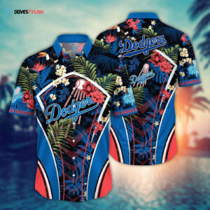 MLB Los Angeles Dodgers Hawaiian Shirt: Flower Strike Pose for Fans