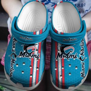 MLB Miami Marlins Clog-Shoes Clog Shoes Blue For Fan Baseball