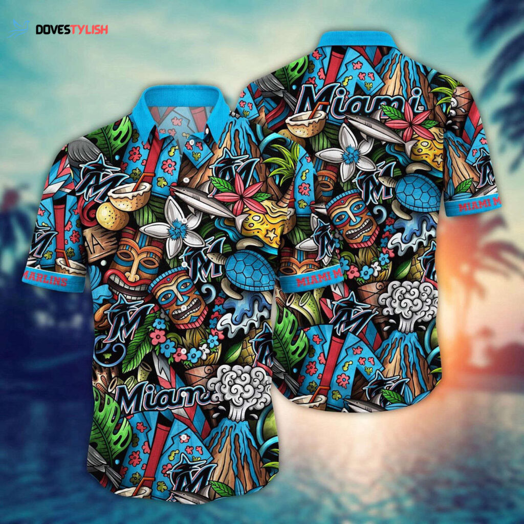 Miami Marlins Hawaiian Shirt: Make a Style Statement with Flower Strike Design Miami Marlins Hawaiian Shirt: Make a Style Statement with Flower Strike Design