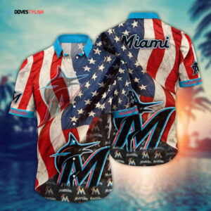 MLB Miami Marlins Hawaiian Shirt - Floral Swing into Hawaiian Chic for Fans