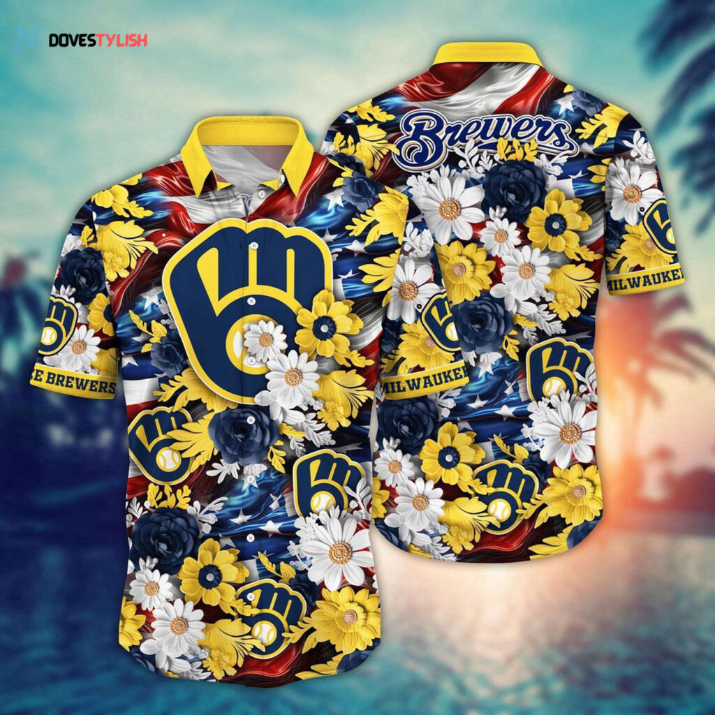 MLB Milwaukee Brewers Hawaii Shirt: Independence Day Design for Stylish Fans MLB Milwaukee Brewers Hawaii Shirt: Independence Day Design for Stylish Fans