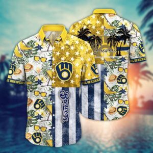 MLB Milwaukee Brewers Hawaiian Shirt – Flower Design for Fans
