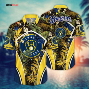 MLB Milwaukee Brewers Hawaiian Shirt: Flower Strike Pose Fan Favorite