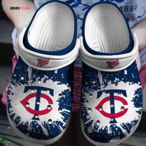 MLB Minnesota Twins Clog-Shoes Clog White – Navy For Fan Baseball