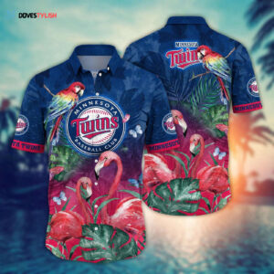 MLB Minnesota Twins Hawaiian Shirt: Pink Crane Flower Pattern for Fans