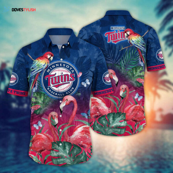 MLB Minnesota Twins Hawaiian Shirt: Pink Crane Flower Pattern for Fans