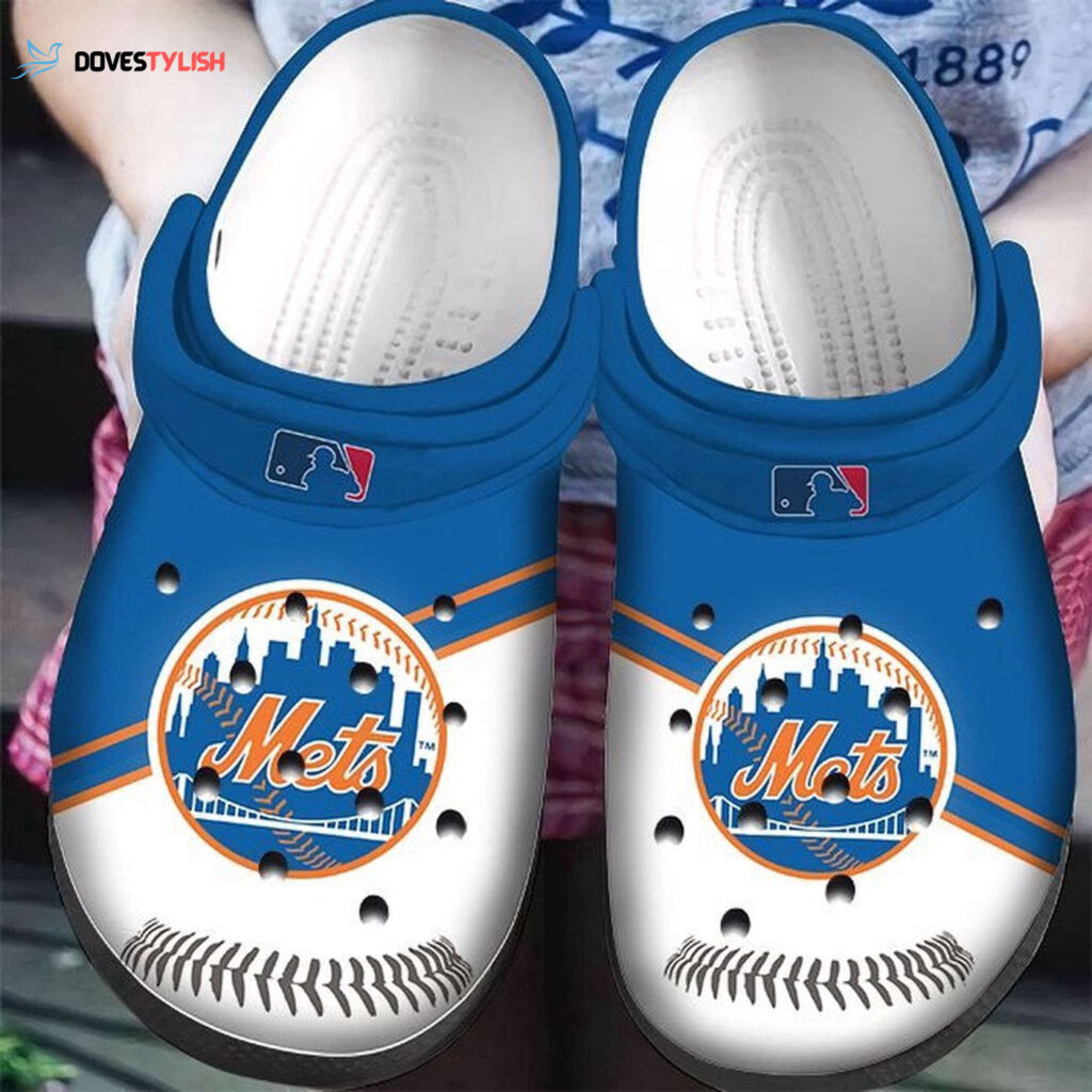 MLB New York Mets Clog-Shoes Clog Blue White For Fan Baseball MLB New York Mets Clog-Shoes Clog Blue White For Fan Baseball