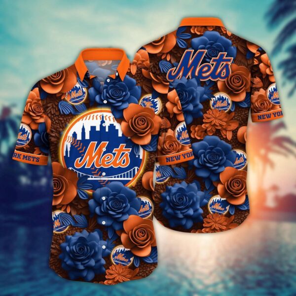 MLB New York Mets Hawaiian Shirt: Flower Aloha Style for Fans