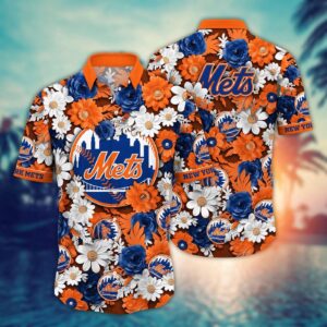 MLB New York Mets Hawaiian Shirt: Floral Fusion Fashion For Fans