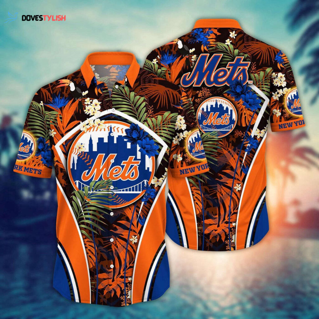 MLB New York Mets Hawaiian Shirt: Flower Strike Pose for Fans MLB New York Mets Hawaiian Shirt: Flower Strike Pose for Fans
