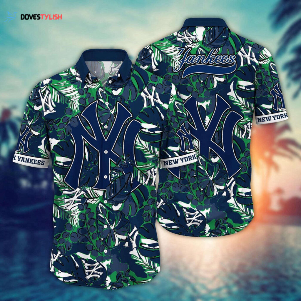 MLB New York Yankees Hawaiian Shirt: Fan Paradise with Flower & Palm Tree Design