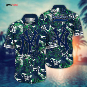 MLB New York Yankees Hawaiian Shirt: Fan Paradise with Flower & Palm Tree Design