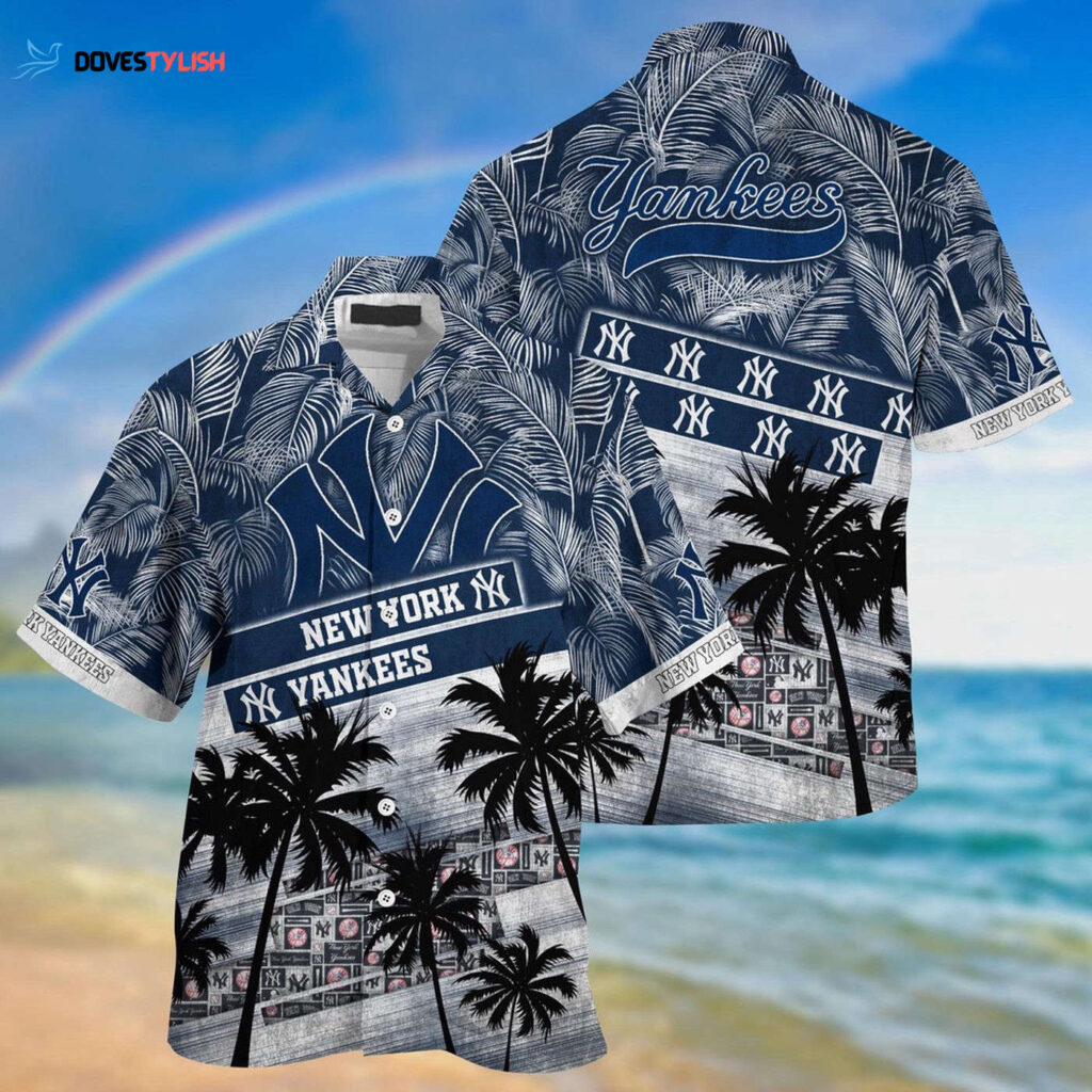MLB New York Yankees Hawaiian Shirt with Palm Tree Pattern – Perfect for Sports Fans