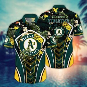 MLB Oakland Athletics Hawaiian Shirt: Flower Strike Pose For Fans