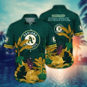 Oakland Athletics Hawaiian Shirt – Tropical Trees & Flower Pattern for Fans