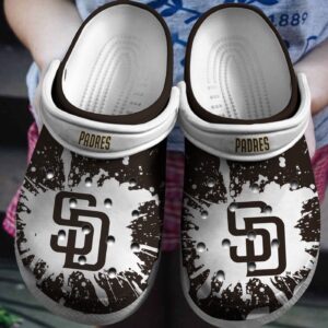 MLB San Diego Padres Clog-Shoes Clog White – Black For Fan Baseball