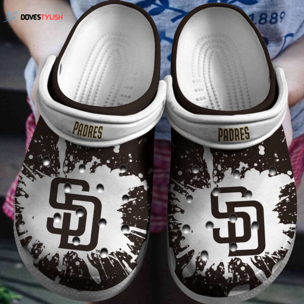 MLB San Diego Padres Clog-Shoes Clog White – Black For Fan Baseball