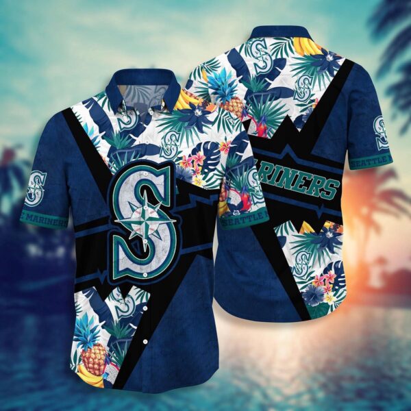 MLB Seattle Mariners Hawaiian Shirt: Sunset Flower Swing for Fans
