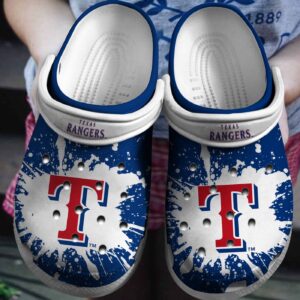 MLB Texas Rangers Clog-Shoes Clog Blue – White For Fan Baseball