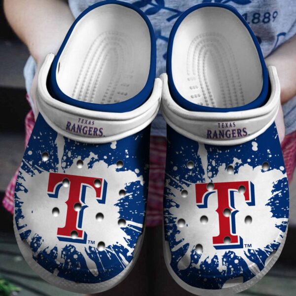MLB Texas Rangers Clog-Shoes Clog Blue – White For Fan Baseball