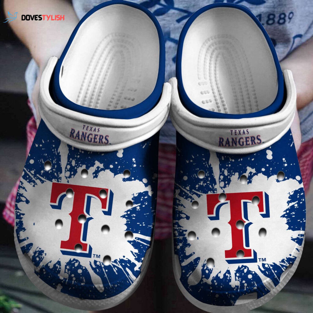 MLB Texas Rangers Clog-Shoes Clog Blue – White For Fan Baseball