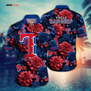 MLB Texas Rangers Hawaiian Shirt: Flower Aloha Style - Perfect for Fans!