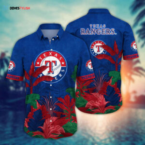 MLB Texas Rangers Hawaiian Shirt: Tropical Trees Pattern for Fans
