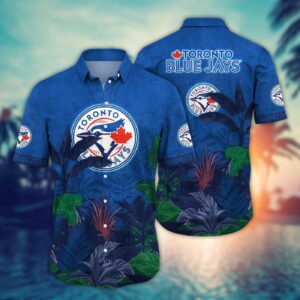 MLB Toronto Blue Jays Hawaiian Shirt: Fun Tropical Trees Pattern for Fans