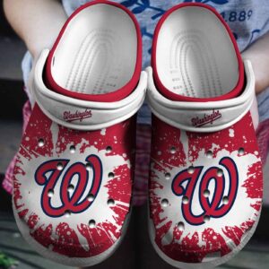 MLB Washington Nationals Clog-Shoes Clog Red – White For Fan Baseball