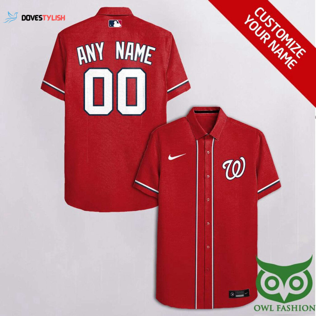 MLB Washington Nationals Custom Red Hawaiian Shirt – Personalized Name & Number for Men & Women