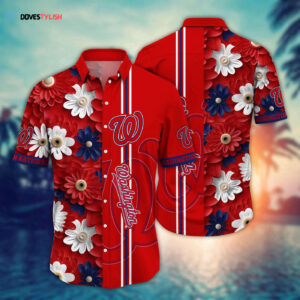 MLB Washington Nationals Hawaiian Shirt - Floral Finesse for Sports Fans