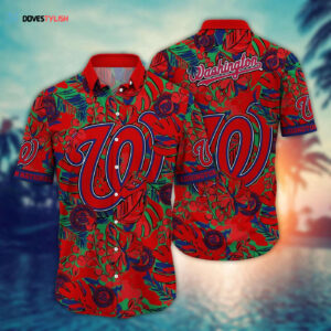 MLB Washington Nationals Hawaiian Shirt: Fan Paradise with Flower & Palm Tree Design