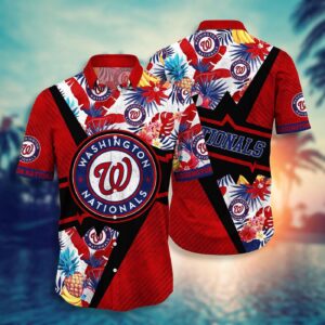 MLB Washington Nationals Hawaiian Shirt: Sunset Flower Swing for Fans