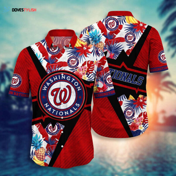 MLB Washington Nationals Hawaiian Shirt: Sunset Flower Swing for Fans