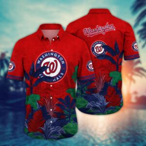 MLB Washington Nationals Hawaiian Shirt – Tropical Trees Pattern for Fans
